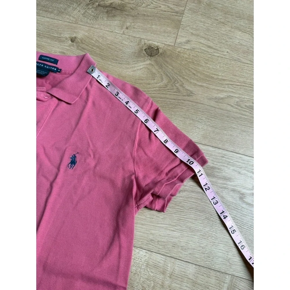 EUC Womens Ralph Lauren Classic Fit pink short sleeve polo vintage cotton size M